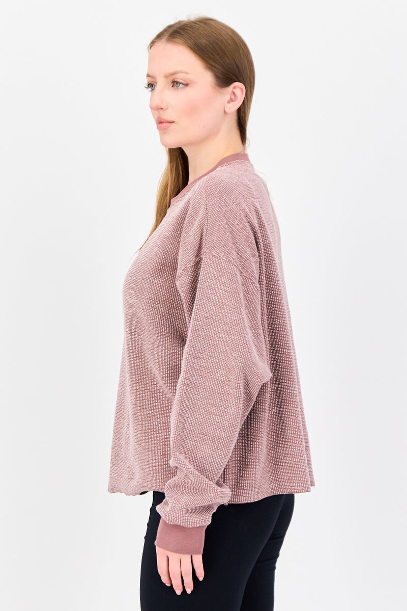 Nike Women Sportswear Fit Long Sleeve Yoga Sweatshirt, Mauve - Image 2