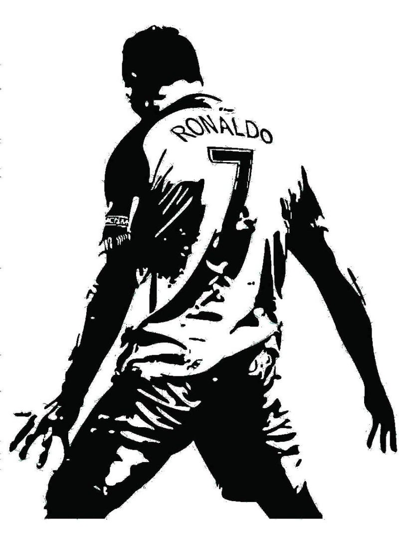 ARS® Sticker Cristiano Ronaldo Glitch Wall Sticker – Black Vinyl Football Wall Mural, Peel & Stick Soccer Wall Decal for Bedroom, Living Room & Fan Room Decor, 74 x 58 cm - Image 2