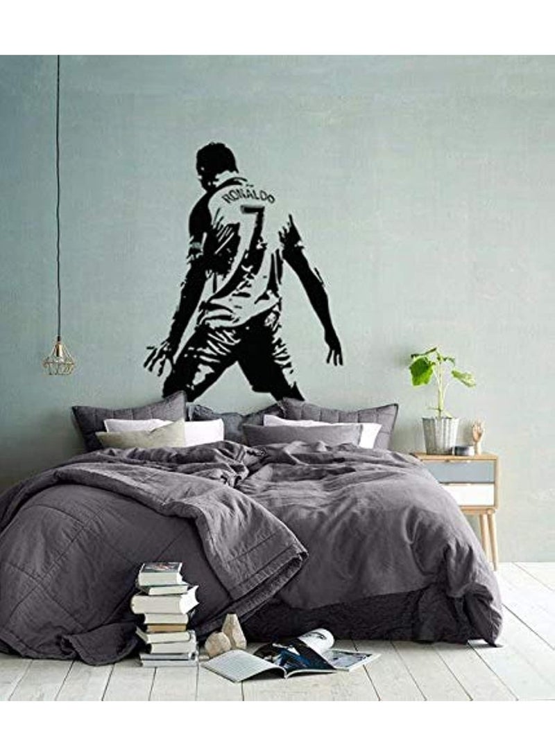 ARS® Sticker Cristiano Ronaldo Glitch Wall Sticker – Black Vinyl Football Wall Mural, Peel & Stick Soccer Wall Decal for Bedroom, Living Room & Fan Room Decor, 74 x 58 cm - Image 1