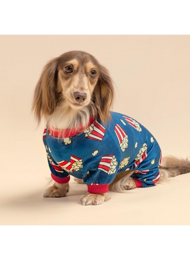 فيت وورم بيجامات كلاب فيت وورم بوب كورن، ملابس مرحة للكلاب الصغيرة، أولاد وبنات، بدلة من الصوف للحيوانات الأليفة مع أقدام، أزرق، أحمر، أبيض، أصفر، مقاس متوسط - Image 3