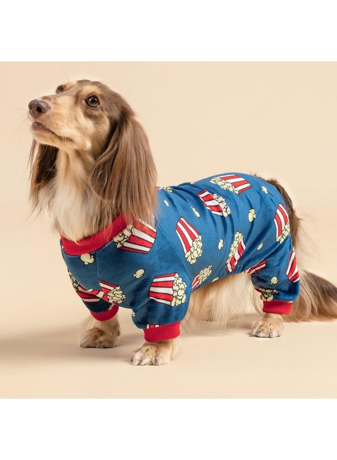 فيت وورم بيجامات كلاب فيت وورم بوب كورن، ملابس مرحة للكلاب الصغيرة، أولاد وبنات، بدلة من الصوف للحيوانات الأليفة مع أقدام، أزرق، أحمر، أبيض، أصفر، مقاس متوسط - Image 2