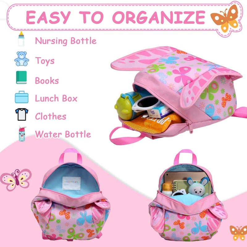 VASCHY Butterfly Toddler Backpack with Leash, Ultra Lightweight Tiny Mini Little Daycare Backpack Girls Pink - Image 5