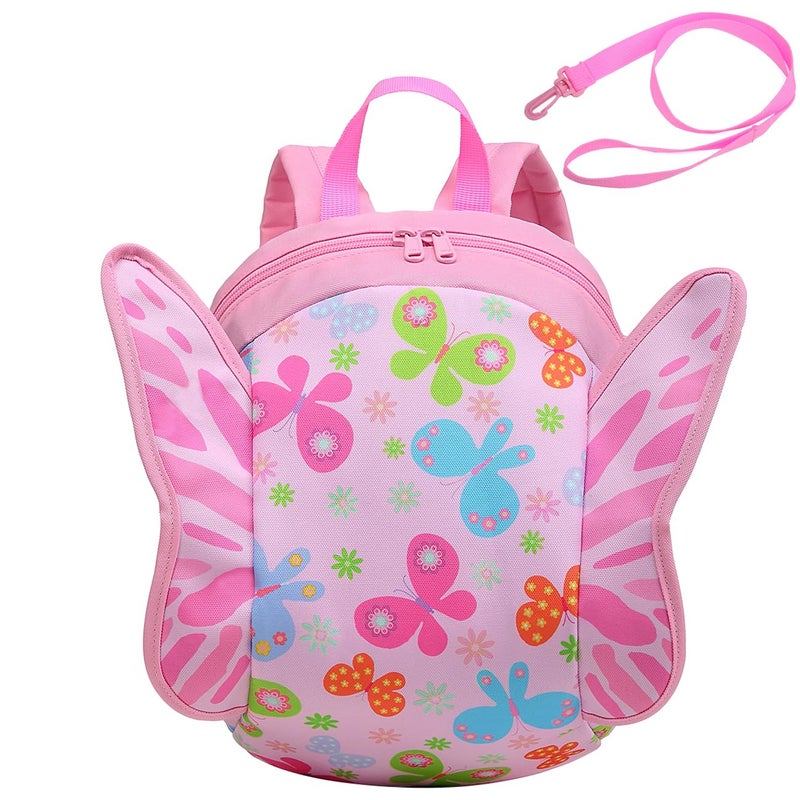 VASCHY Butterfly Toddler Backpack with Leash, Ultra Lightweight Tiny Mini Little Daycare Backpack Girls Pink - Image 1