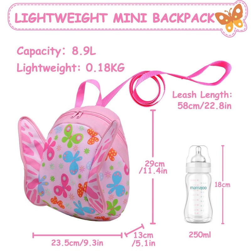 VASCHY Butterfly Toddler Backpack with Leash, Ultra Lightweight Tiny Mini Little Daycare Backpack Girls Pink - Image 3