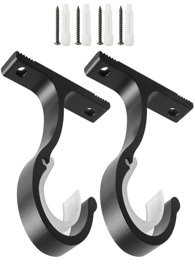 Anndason Ceiling Mount & Wall Installation Curtain Rod Brackets Holders for 1 Inch Rod, Black (Set of 2, Black) - Image 1