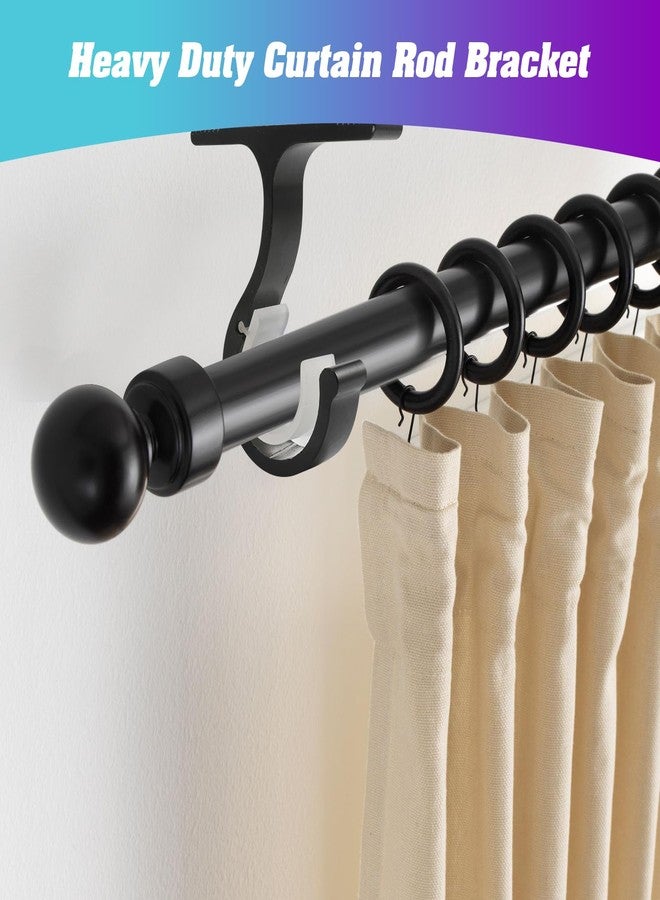 Anndason Ceiling Mount & Wall Installation Curtain Rod Brackets Holders for 1 Inch Rod, Black (Set of 2, Black) - Image 5