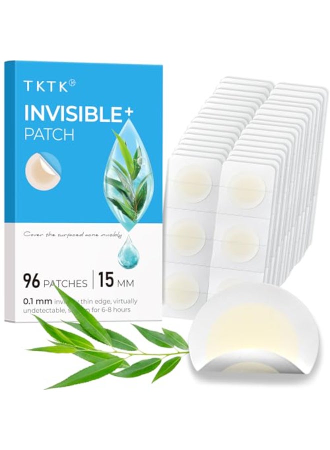 TKTK Pimple Patches 15 mm Invisible Acne Patches for Face with Salicylic Acid 001cm Extra Thin Outer Edge Hydrocolloid Zit Patch for Pustule Whitehead Cystic Acne Spot 96 Count - Image 1