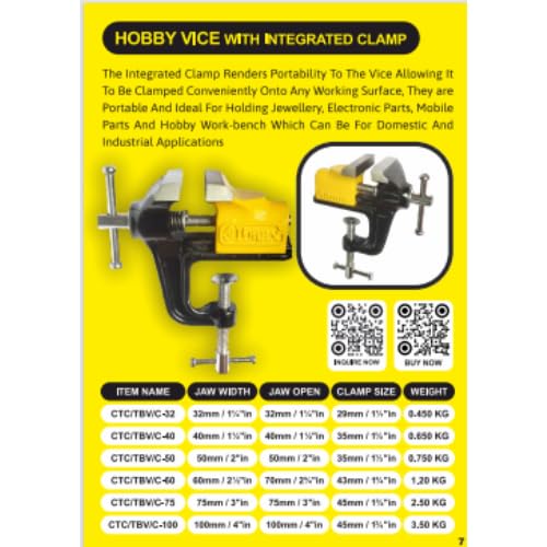 Climax Table Baby Vise Clamp Type 2" inch [Professional] Yellow-Black - Image 3