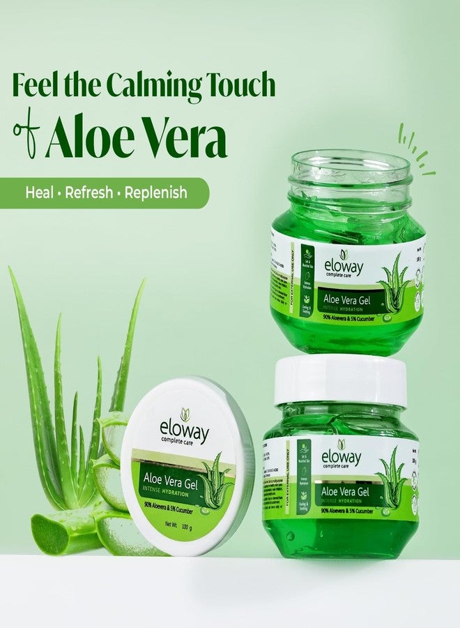 Eloway Aloevera Gel for Face with Cucumber Extract | Deep Hydration and Soothing Pure Aloe Vera Gel for Skin and Hair | Non-Greasy | Daily Moisturizer for All Skin Types Pack of 2 (100g Each) - Image 2
