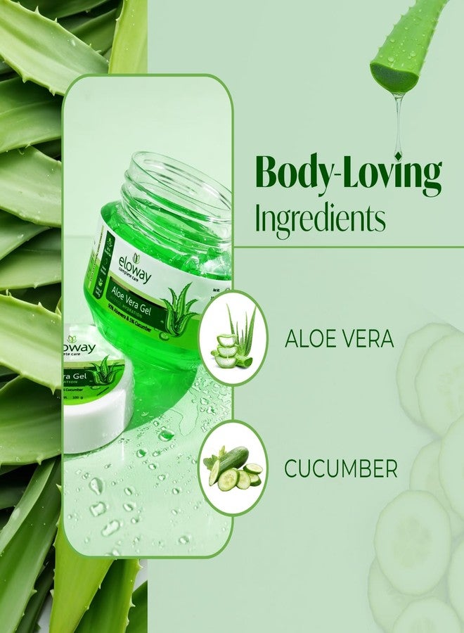 Eloway Aloevera Gel for Face with Cucumber Extract | Deep Hydration and Soothing Pure Aloe Vera Gel for Skin and Hair | Non-Greasy | Daily Moisturizer for All Skin Types Pack of 2 (100g Each) - Image 3