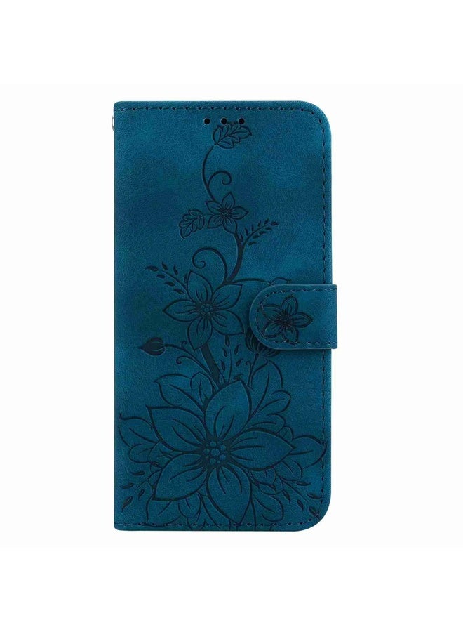HuHa For Tecno Pova Neo 3 Lily Embossed Leather Phone Case(Dark Blue)  - Image 2