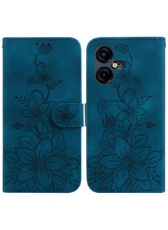 Case Cover For For Tecno Pova Neo 3 Lily Embossed Leather Phone Case(Dark Blue)