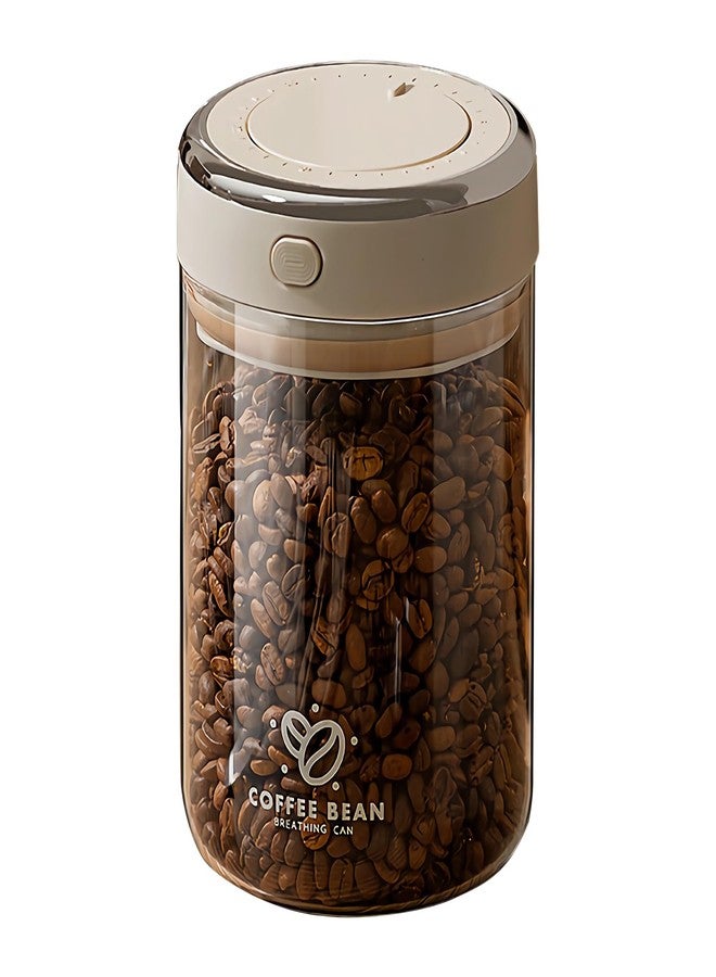 Aerbee Coffee Bean Canister, 37OZ Food Grade Sealed Jar with Date Tracker and Waking Bean Valve, Vacuum Storage Container for Beans, Grain, Snack, Sugar, Tea (1.1L) - Image 1