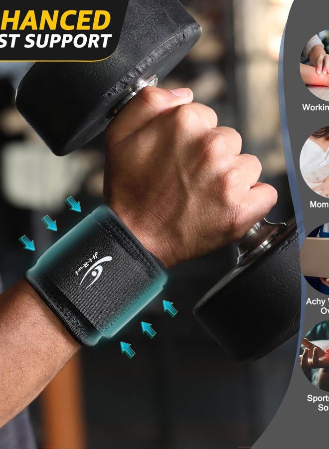 HiRui Wrist Compression Strap, Wrist Brace Wrist band Wrist Support for Fitness, Weightlifting, Tendonitis, Carpal Tunnel Arthritis, Pain Relief-Wrist Guard for Youth & Adult-One Size Adjustable (2... - Image 2