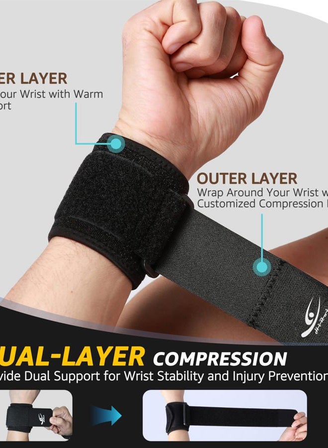 HiRui Wrist Compression Strap, Wrist Brace Wrist band Wrist Support for Fitness, Weightlifting, Tendonitis, Carpal Tunnel Arthritis, Pain Relief-Wrist Guard for Youth & Adult-One Size Adjustable (2... - Image 4