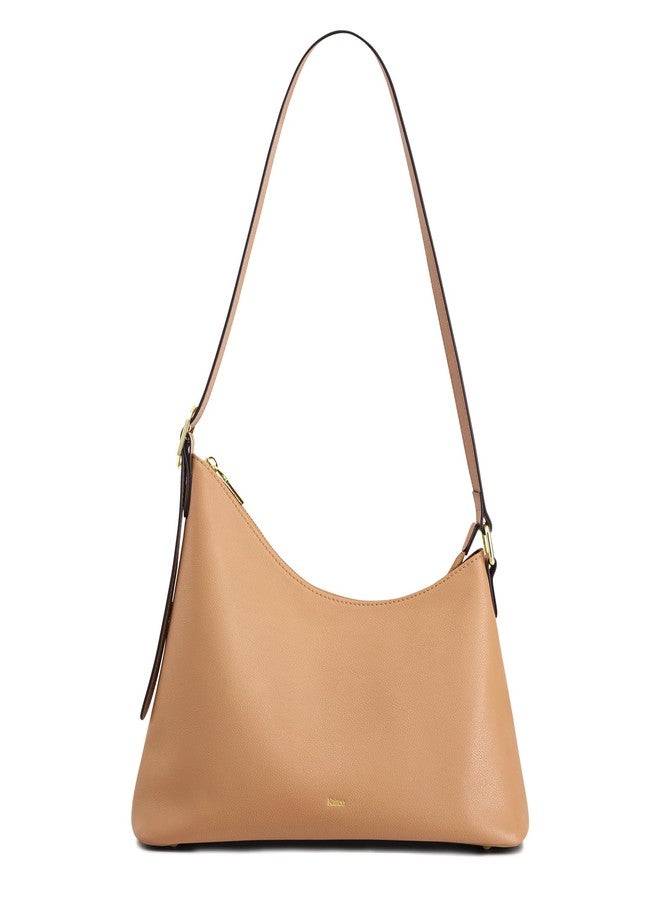 Kattee Hobo Bags for Women Trendy, Soft Leather Handbags and Purses, Shoulder Tote Curved Designer Bag with Card Pockets & Adjustable Strap, Light Tan - Image 1