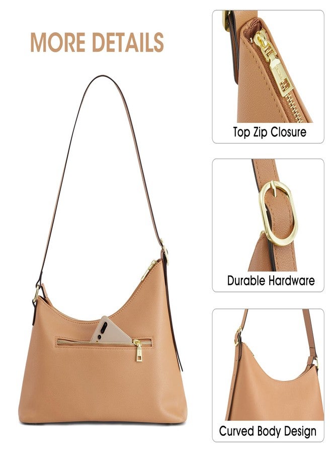 Kattee Hobo Bags for Women Trendy, Soft Leather Handbags and Purses, Shoulder Tote Curved Designer Bag with Card Pockets & Adjustable Strap, Light Tan - Image 5