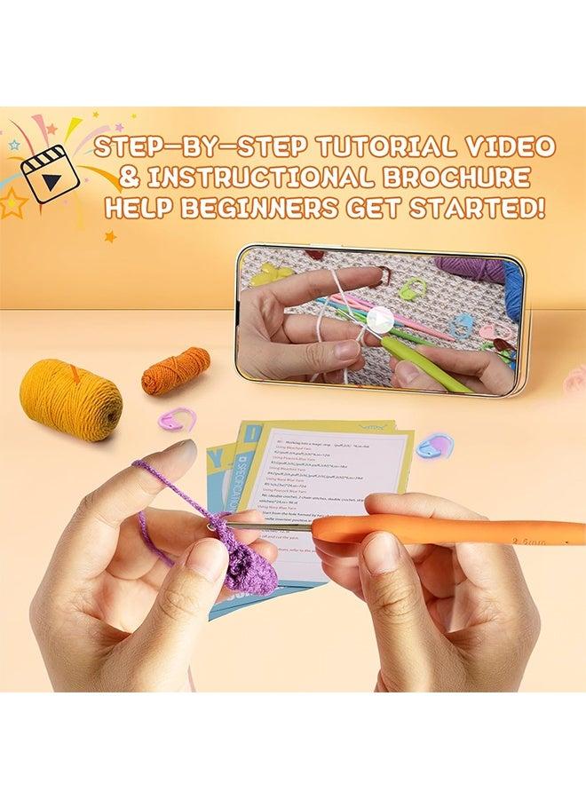 Crochet Kit for Beginners - Crochet Starter Kits with Step-by-Step Video Tutorials, Beginner Crochet Kit for Adults Kids Crochet Lovers (Coaster) - Image 5