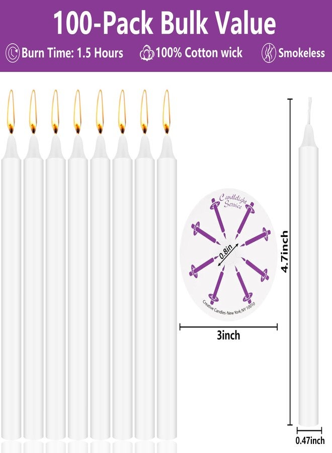 Jayhanvoe 100 Pack 5 Inch White Taper Candles with Drip Protectors, Unscented Bulk Christmas Advent Church Candles for Spell Ritual, Prayer Altar Decor, Wicca Shabbat, Meditation Vigil Candle Holders - Image 2