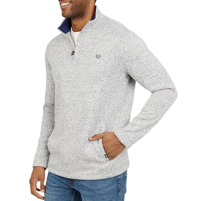 Chaps Men's Regular Fit Long Sleeve Midweight Quarter Zip Fleece Pullover Sweater, Light Gray Heather, XX-Large - Image 1
