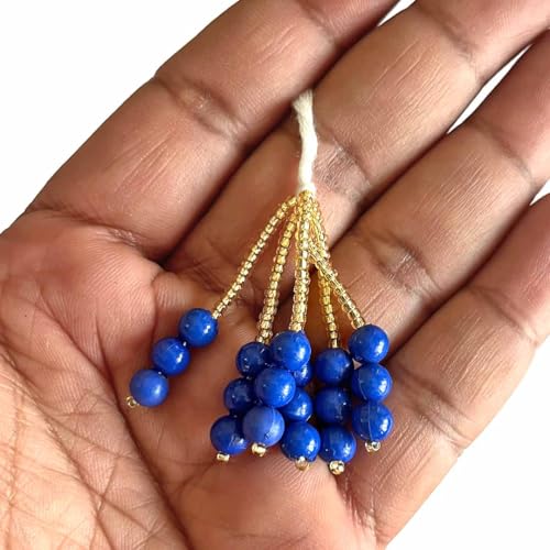 Adikala Pack of 10/20 (6 Latkans per Set) Golden Latkan with Cutdana Beads & Pearl Bunch Tassels for Saree, Blouse, Dupatta, Toran, Home Decoration, DIY Art & Crafts (20, Multi Color) - Image 3