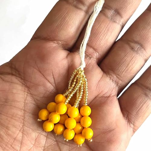 Adikala Pack of 10/20 (6 Latkans per Set) Golden Latkan with Cutdana Beads & Pearl Bunch Tassels for Saree, Blouse, Dupatta, Toran, Home Decoration, DIY Art & Crafts (20, Multi Color) - Image 5