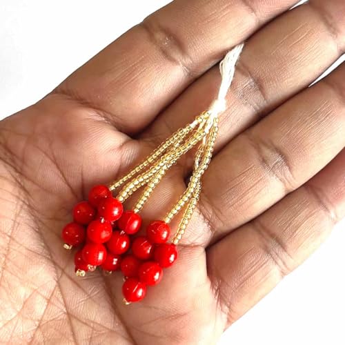 Adikala Pack of 10/20 (6 Latkans per Set) Golden Latkan with Cutdana Beads & Pearl Bunch Tassels for Saree, Blouse, Dupatta, Toran, Home Decoration, DIY Art & Crafts (20, Multi Color) - Image 4