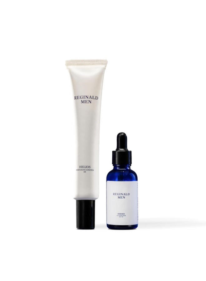 Reginald Men De-Tan Duo | Men's Sunscreen SPF 50 PA++++ & All-in-One Serum Combo | Protects & Repairs Skin | Fights Tanning, Pigmentation & Sun Damage | Daily Face Care for Hydrated & Even-Toned Skin - Image 1