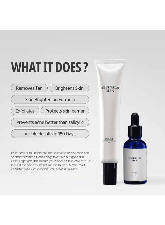 Reginald Men De-Tan Duo | Men's Sunscreen SPF 50 PA++++ & All-in-One Serum Combo | Protects & Repairs Skin | Fights Tanning, Pigmentation & Sun Damage | Daily Face Care for Hydrated & Even-Toned Skin - Image 2