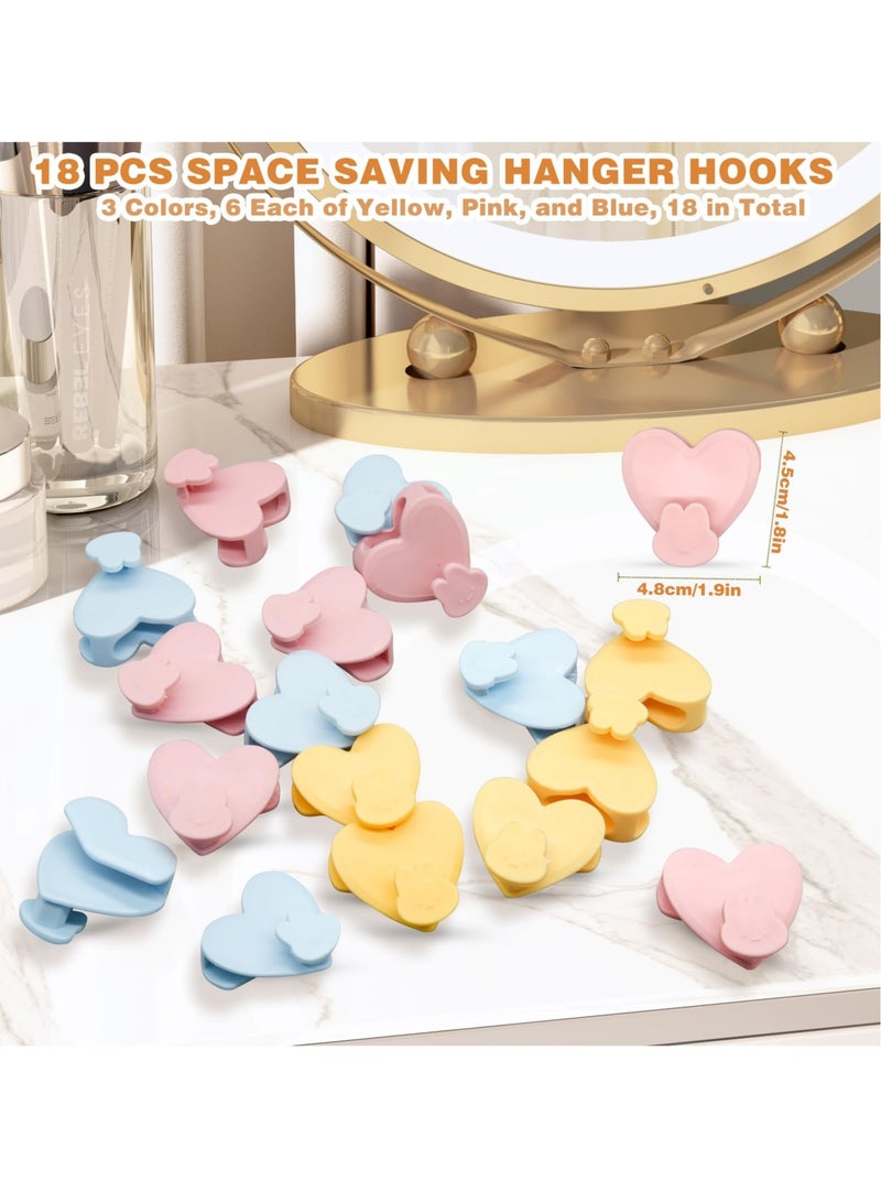 Clothes Hanger Connector Hooks, 18 Pcs 3 Color Clothes Hanger Connector Hooks Extender Clips Closet Organizer for for All Hangers, Clothes Closet - Image 4