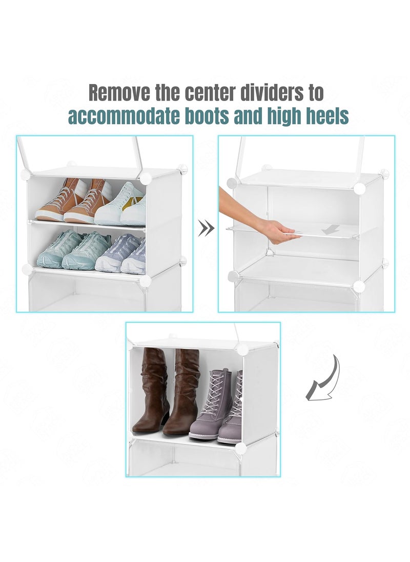 ABOUT SPACE ABOUT SPACE Shoe Rack for Home with Door 12 Pair DIY Slipper Stand with Hanger 3 Cube Expandable Shelves Closed Shoes Rack for Home Men Women Heels Boots FlipFlops White L 40 x B 30 x H 90 cm  - Image 5