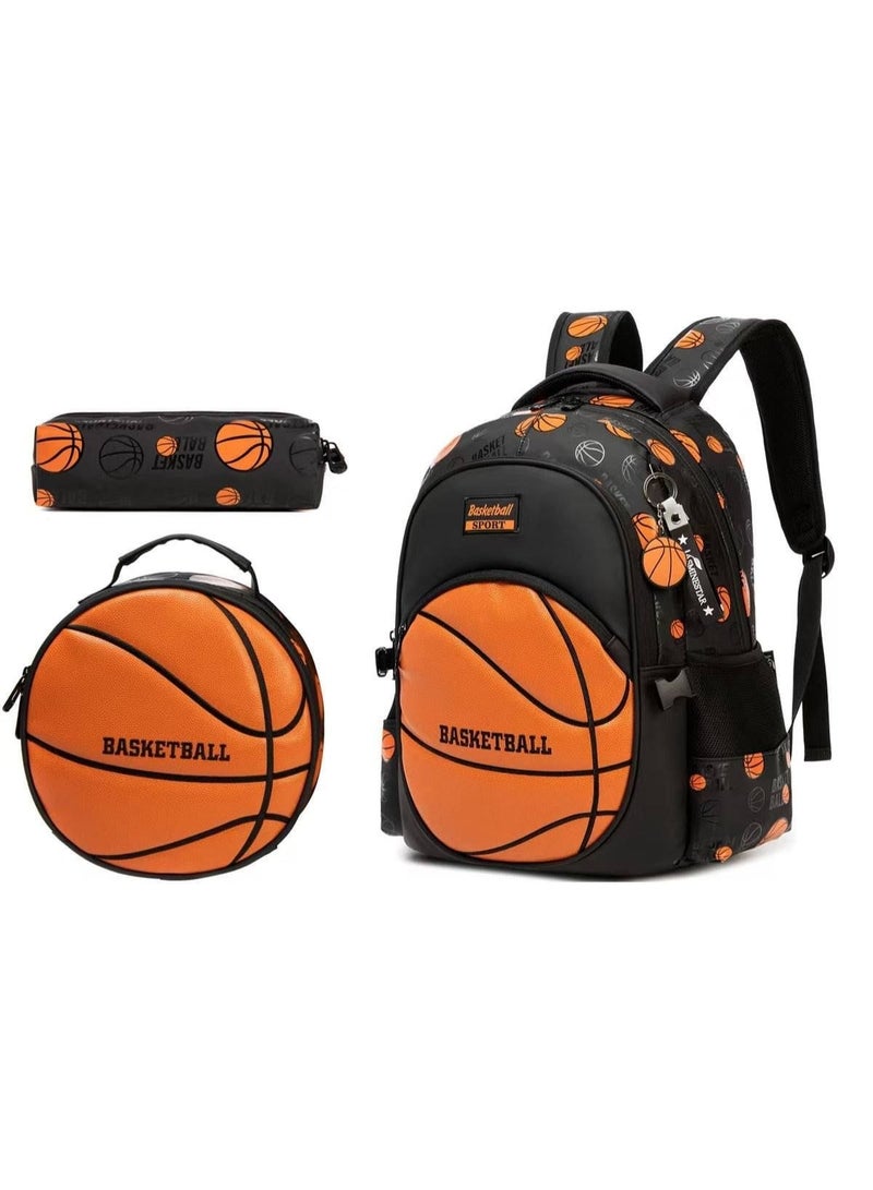 School bags, 3-in-1 set including backpack, lunchbox, and pencil case. The backpack is made of clean, imported leather and has 3 zippers. Bag size: 41 cm - Image 1