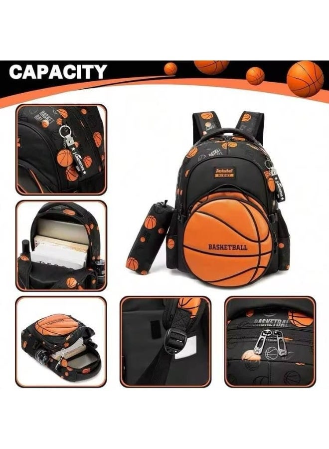 School bags, 3-in-1 set including backpack, lunchbox, and pencil case. The backpack is made of clean, imported leather and has 3 zippers. Bag size: 41 cm - Image 2
