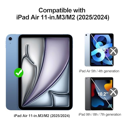 Juvraixo Privacy Screen Protector for iPad Air 11 Inch M3/M2 (7th/6th Generation, 2025/2024) 9H Tempered Glass [Face ID & Apple Pencil Compatible] HD Clear Case Friendly - Image 2