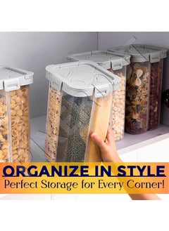 PIXERDOT PIXERDOT 4 In 1 Airtight Food Grain Storage Dispenser Food Storage Container MultiCompartment Container for Rice Lentils Beans Cereals SpaceSaving Kitchen Organizer with Easy Pour Lid  - Image 3