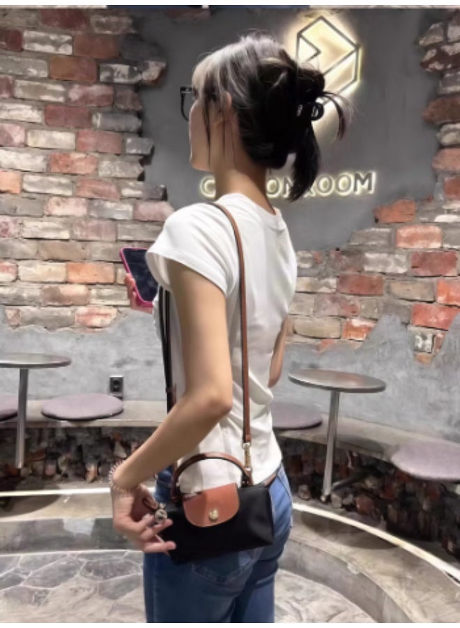 لونج شامب حقيبة يد صغيرة للنساء من لونجمش، حقائب كروس بودي، حقيبة كتف بحزام كتف مع إبزيم، باللون الأسود الكلاسيكي - Image 3