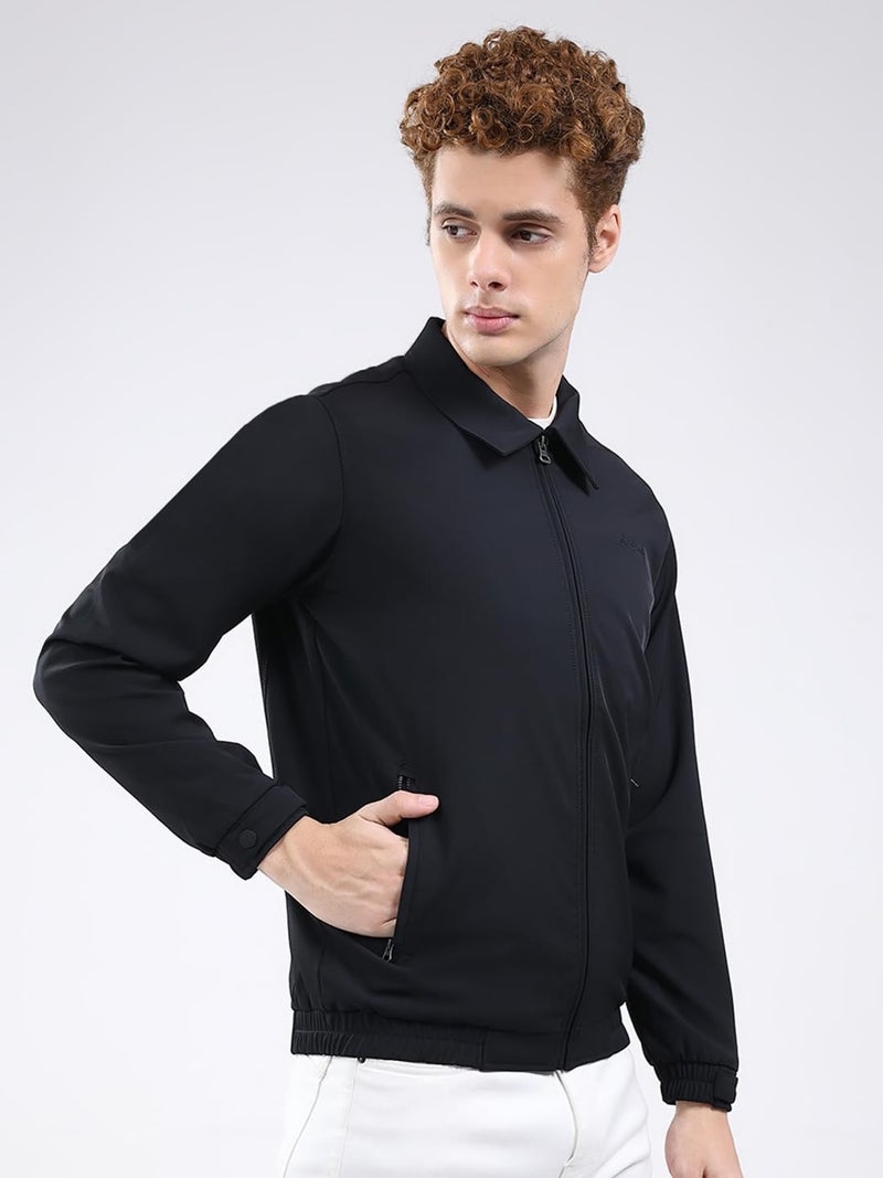 Monte Carlo Men’s Regular Fit Jacket | Collar Neck | Solid Pattern | Zip Closure | Full Sleeve | Warm Winter Wear | Stylish Outerwear for Casual & Office Layering Black L (Pack Of 1) - Image 5