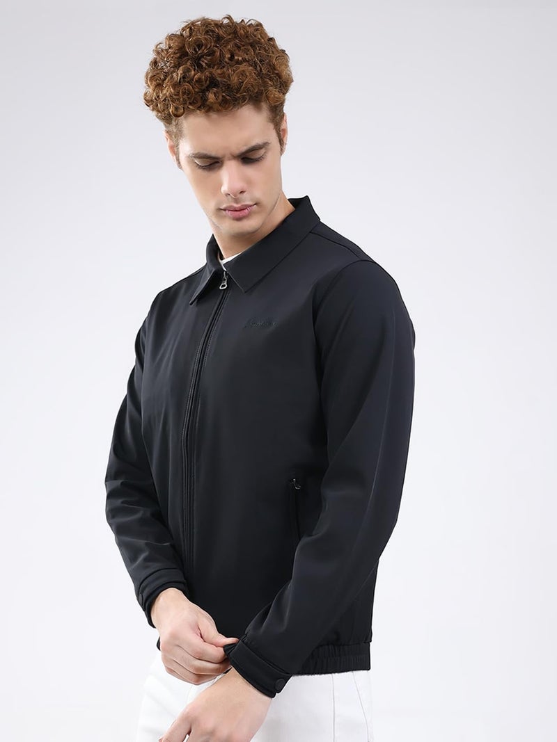 Monte Carlo Men’s Regular Fit Jacket | Collar Neck | Solid Pattern | Zip Closure | Full Sleeve | Warm Winter Wear | Stylish Outerwear for Casual & Office Layering Black L (Pack Of 1) - Image 4