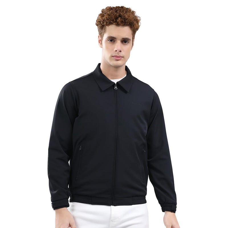 Monte Carlo Men’s Regular Fit Jacket | Collar Neck | Solid Pattern | Zip Closure | Full Sleeve | Warm Winter Wear | Stylish Outerwear for Casual & Office Layering Black L (Pack Of 1) - Image 2