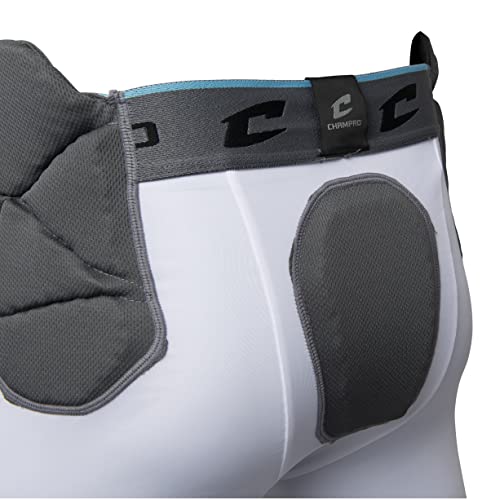 Champro Tri-Flex 5-Pad Integrated Girdle, White, Grey Inset, Medium (FPGU6YWM) - Image 4