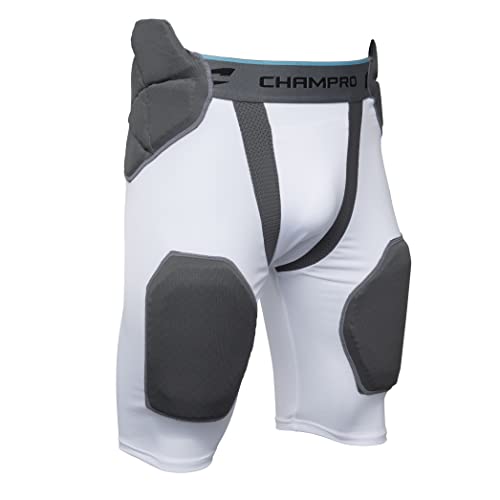 Champro Tri-Flex 5-Pad Integrated Girdle, White, Grey Inset, Medium (FPGU6YWM) - Image 1