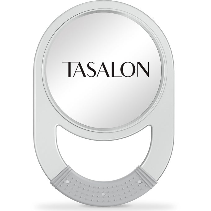 UNBREAKABLE HAND MIRROR HAND MIRRORS WITH HANDLE SALON BARBER FOR HAIR ANTISLIP HAND HELD WITH RUBBER GRIP FOR TRAVEL MAKEUP SHAVING SHOWER CAMPING SILVER
