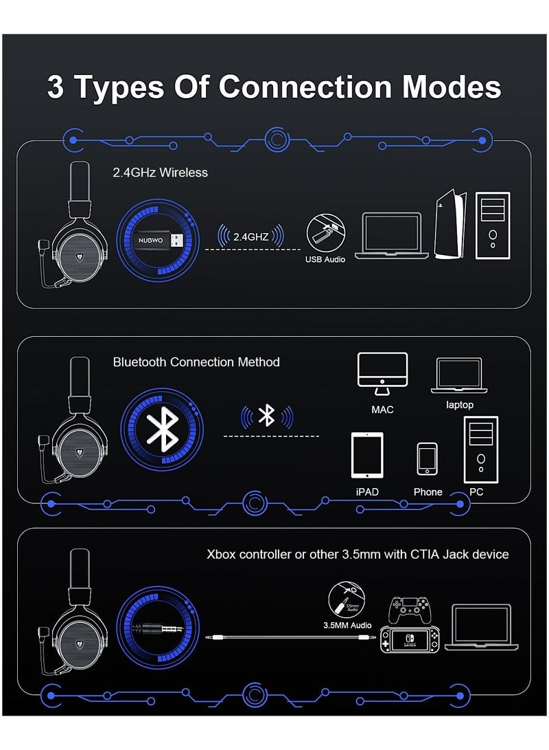 NUBWO G07 Wireless Bluetooth 2.4G Gaming Headset With Mic For PC PS4 PS5 XOne XSeries NSwitch - Image 5