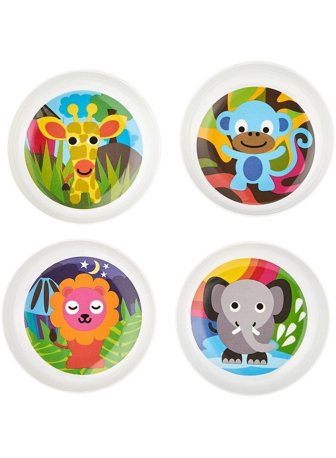 فرنش بول 4 قطع من أدوات المائدة المصنوعة من الميلامين للأطفال الصغار، خالية من مادة BPA، آمنة للاستخدام في غسالة الأطباق، طبق متين، وعاء مقسم، مجموعة أواني طعام مكونة من 4 قطع (عبوة من قطعة واحدة) الغابة - Image 4