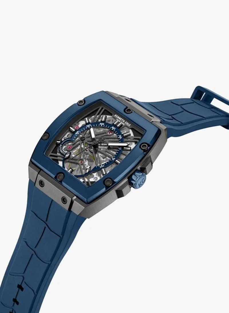 Kenneth Cole New York FiDi Men's 41.5mm Automatic Watch with Blue Dial & Silicone Strap
