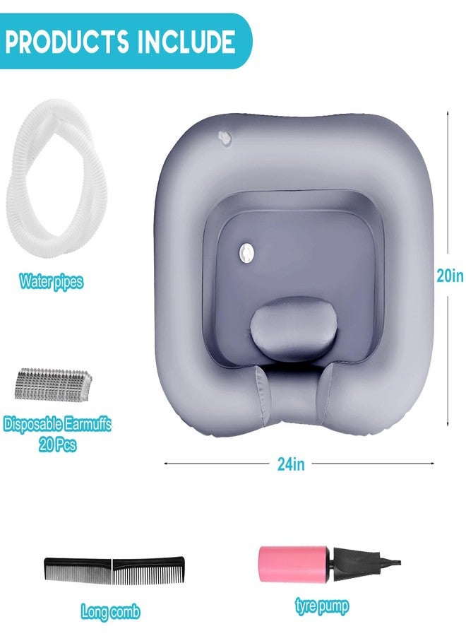Samlomi Inflatable Shampoo Basin - Portable Hair Washing Bowl/Tub for Bedridden, Disabled,Injured, Elderly, Hair Washtub for Dreadlocks and at Home Sink Washing (Silvery) - Image 4
