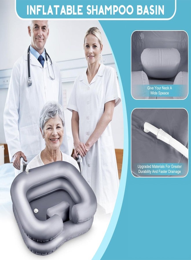 Samlomi Inflatable Shampoo Basin - Portable Hair Washing Bowl/Tub for Bedridden, Disabled,Injured, Elderly, Hair Washtub for Dreadlocks and at Home Sink Washing (Silvery) - Image 3
