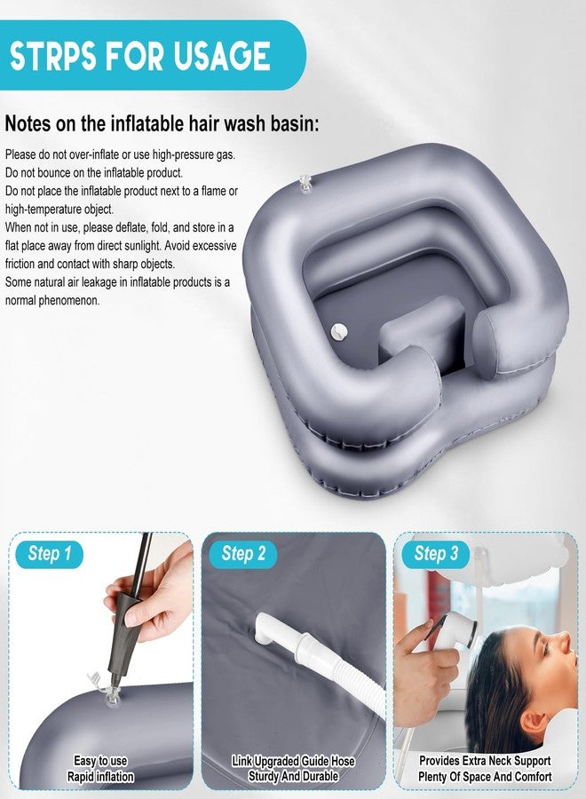 Samlomi Inflatable Shampoo Basin - Portable Hair Washing Bowl/Tub for Bedridden, Disabled,Injured, Elderly, Hair Washtub for Dreadlocks and at Home Sink Washing (Silvery) - Image 2