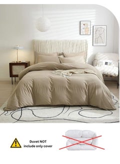 LUNA Home Washable Cotton 6 Pieces King Size Duvet Cover Plain Design, Plain Beige Color  - Image 4
