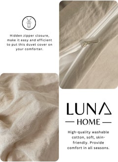 LUNA Home Washable Cotton 6 Pieces King Size Duvet Cover Plain Design, Plain Beige Color  - Image 5